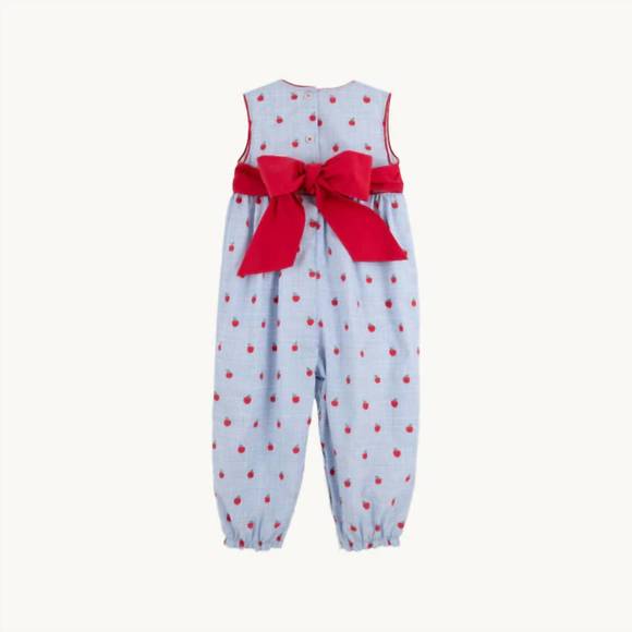NEW THE BEAUFORT BONNET COMPANY girl's sleeveless rebecca romper in blue/red